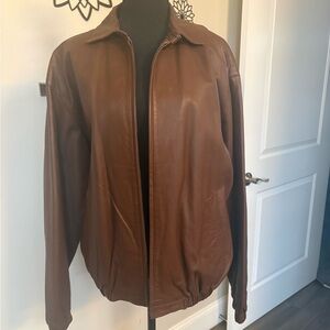 Polo Ralph Lauren Brown Leather Bomber Jacket